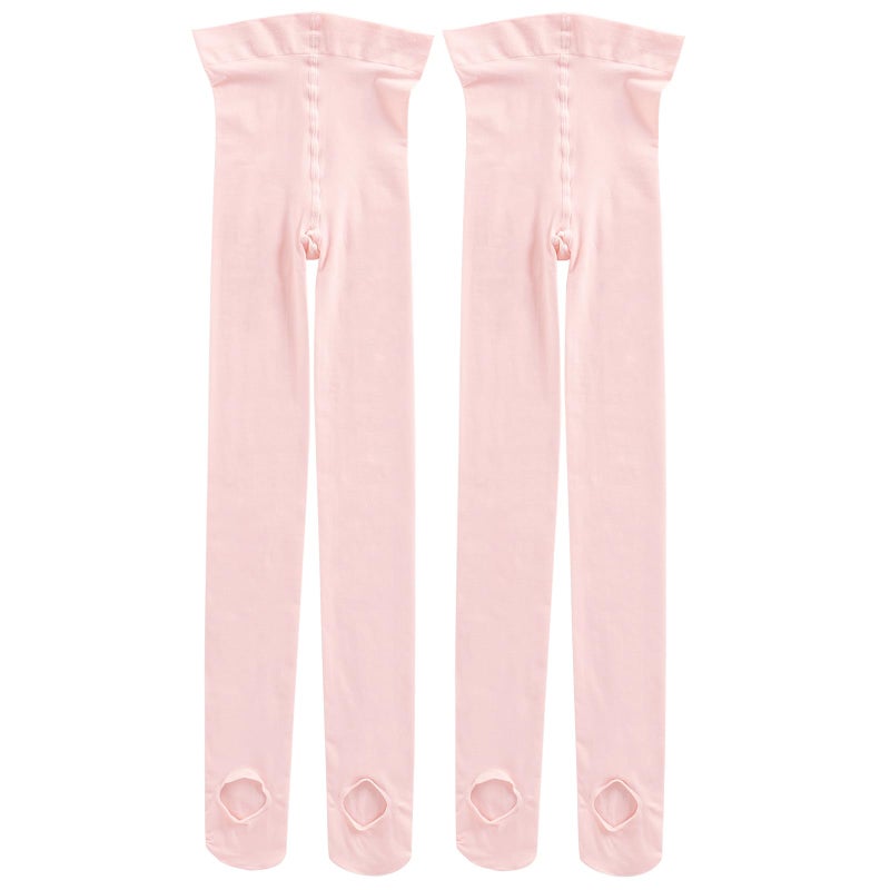 PAPPNTI Girls' Ultra Soft Pro Dance Tights Ballet Transition Daily Student Tights (Toddler/Little Kid/Big Kid) Pink 2 Pairs S(2-4 Years) - Image 4